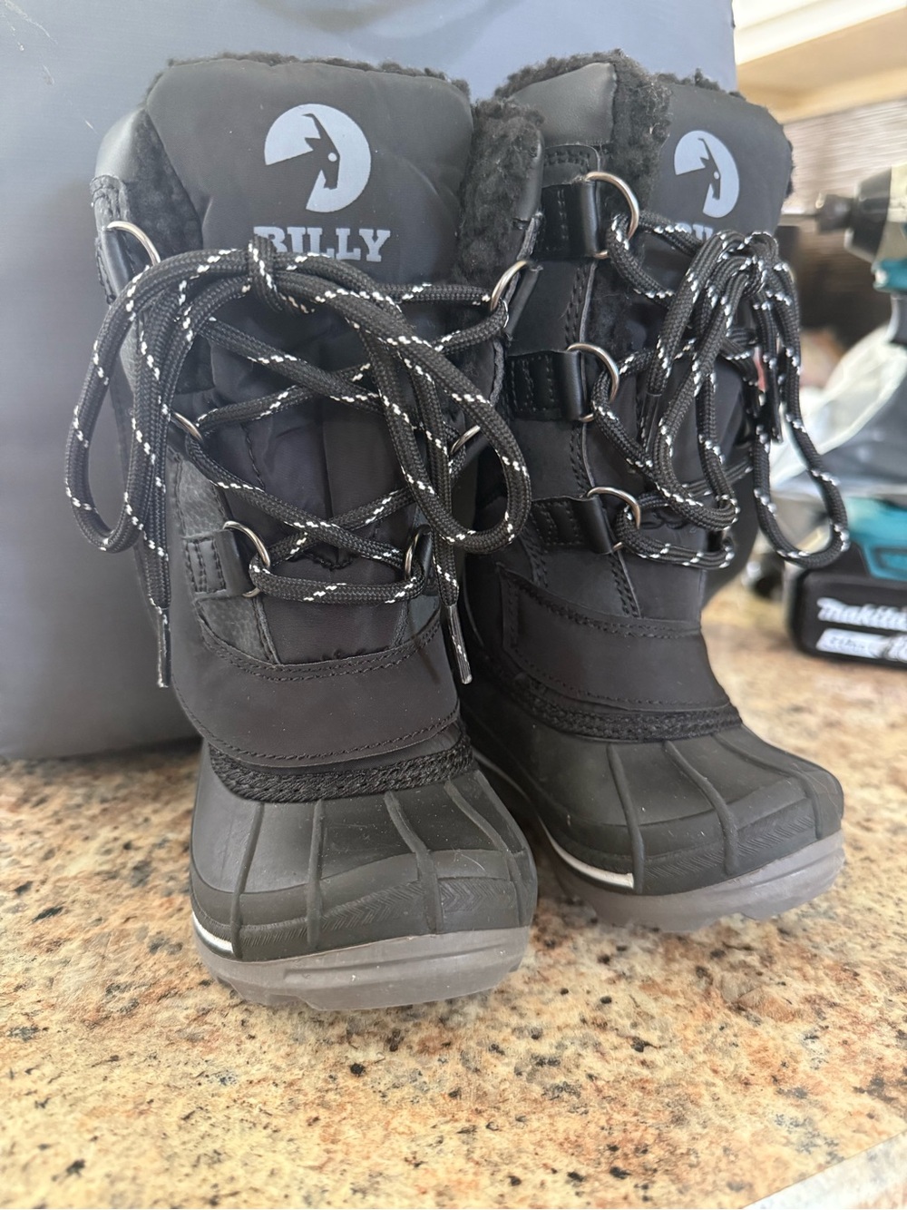 BILLY Kids' Black Waterproof Snow Boots